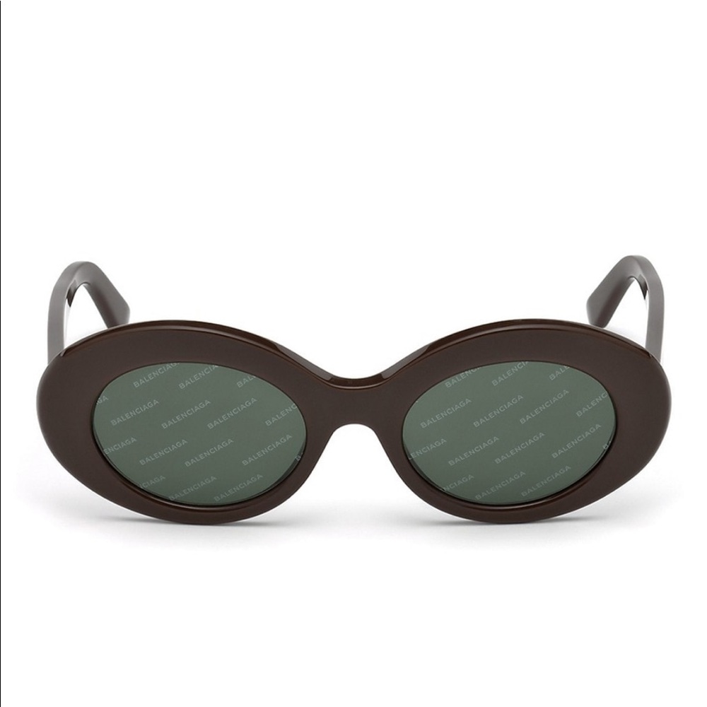 Balenciaga Oval Acetate Logo Sunglasses 51MM